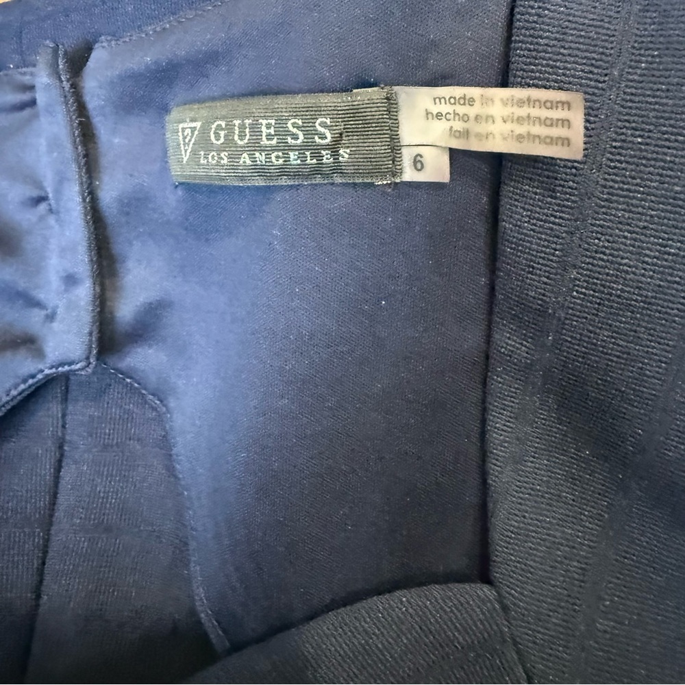 GUESS Navy Blue Bodycon Dress Size 6 Modern Cocktail Minimalist Chic 90s Revival - Picture 4 of 11